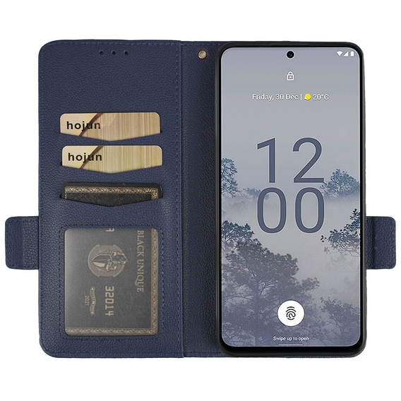 Etui z klapką do Nokia X30 5G, Wallet Litchi Magnet Case, granatowe