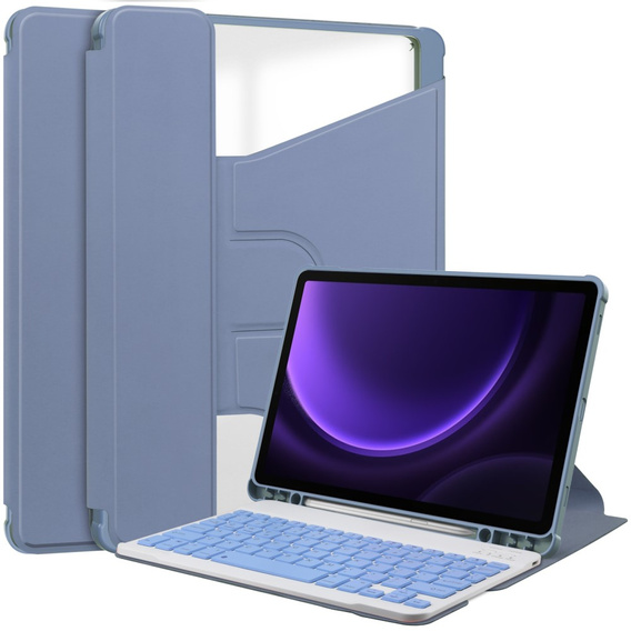 Etui z klawiaturą do Samsung Galaxy Tab S10 Lite / S10 FE / S9 FE, Rotary 360° Leather, fioletowe