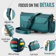 Etui CASEME do Samsung Galaxy S25 FE, RFID Leather Wallet, z paskiem na ramię, zielone