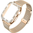 Bransoleta + Etui z Diamentami do Apple Watch 10/11 42mm, Rose Gold