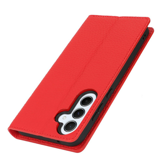 Etui z klapką do Samsung Galaxy S25+ Plus, Litchi Skin Grain, czerwone