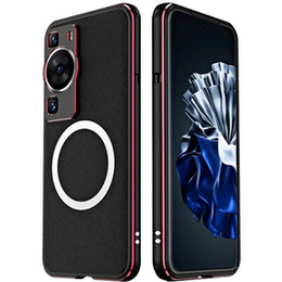 Etui do Huawei P60 / P60 Pro Magnetic Metal Magsafe, czarne / czerwone