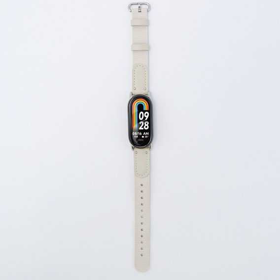 Pasek nylonowy do Xiaomi Smart Band 10 / 9 / 8, Beżowy