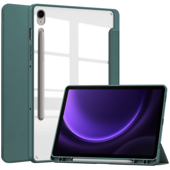 Etui do Samsung Galaxy Tab S9 FE / S10 FE, Smartcase Hybrid, z miejscem na rysik, ciemnozielone