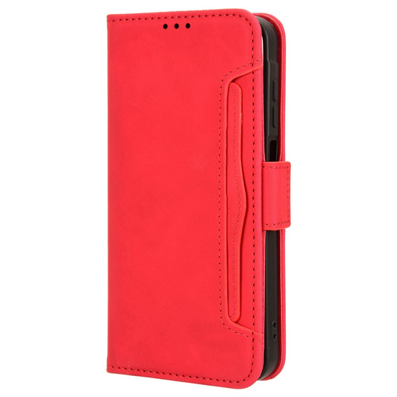 Etui z klapką do Samsung Galaxy M55 5G, Card Slot, czerwone