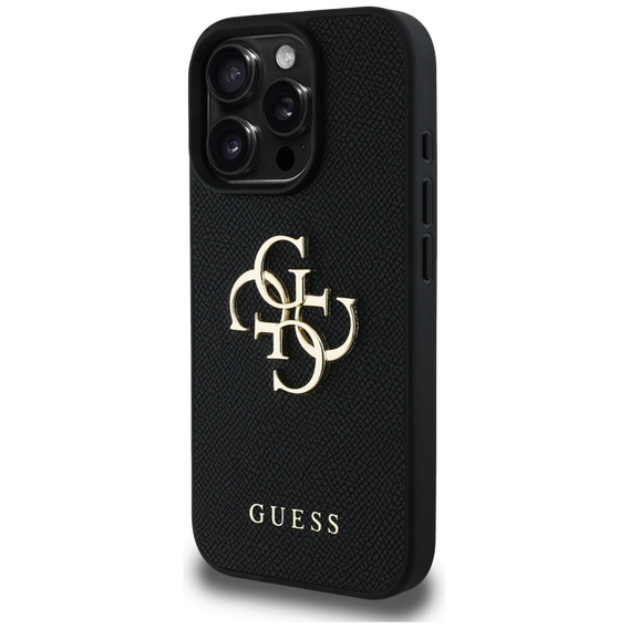 Etui GUESS do iPhone 16 Pro, Grained Big 4G and Classic Logo, czarne