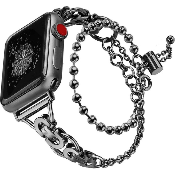 Kobieca bransoleta do Apple Watch 1/2/3/4/5/6/7/8/9/10/11/SE Ultra 1/2/3 42/44/45/46/49mm, Czarny