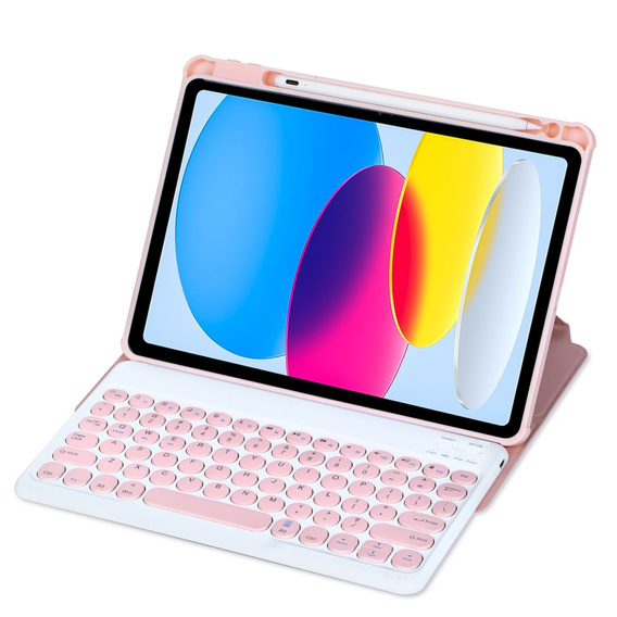 Etui z klawiaturą do iPad 11" 2025 A16 (11 gen.) / iPad 10.9" 2022 (10 gen.), Rotary 360° Leather, różowe rose gold