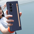 Etui do Samsung Galaxy Z Fold6 5G, ze szkłem i rysikiem, granatowe / różowe