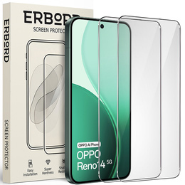 2x Szkło Hartowane do Oppo Reno 14, ERBORD 9H Hard Glass, szybka