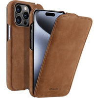 Etui MELKCO z klapką do iPhone 15 Pro Max, skórzane, flip, kawowe