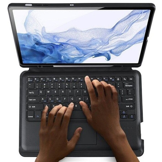 Etui z klawiaturą do Samsung Galaxy Tab S8 Plus, S7+, S7 FE, Dux Ducis DK series, czarne