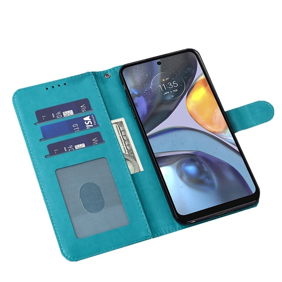 Etui z klapką do Motorola Moto G22, Tree, niebieskie