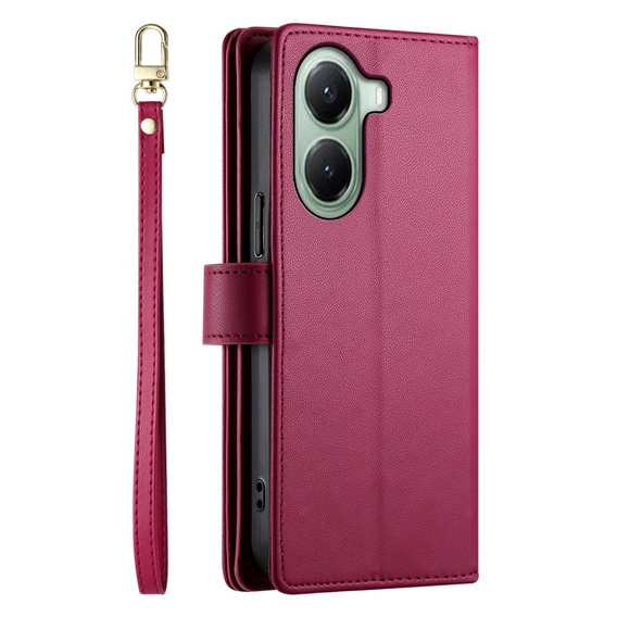 Etui z klapką do Xiaomi Poco X7 Pro 5G, Wallet Zipper Pocket, czerwone