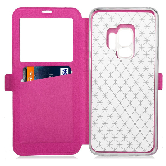 Etui z klapką do Samsung Galaxy S9, Flexi Book Window View, różowe