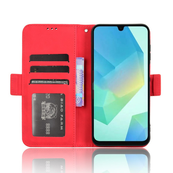Etui z klapką do Samsung Galaxy A16 / A16 5G, Card Slot, czerwone