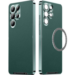Etui skórzane do Samsung Galaxy S24 Ultra, z ochroną aparatu, do MagSafe, zielone