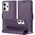 Etui do Oppo Reno 14, ERBORD Glossy Litchi, portfel z klapką, fioletowe
