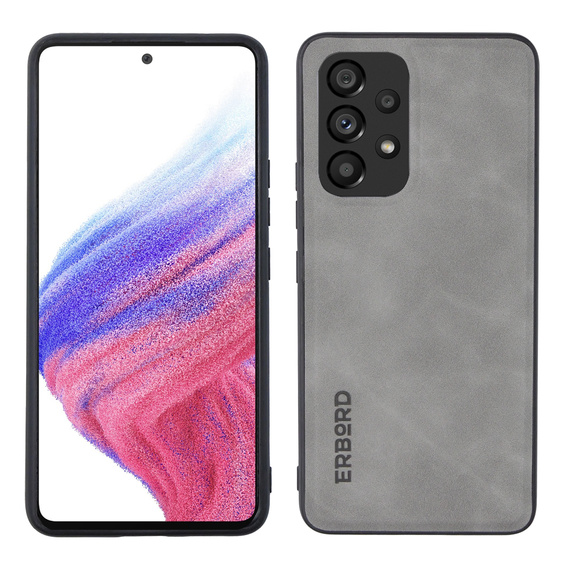 Etui do Samsung Galaxy A53, ERBORD Business, z blaszką do uchwytów samochodowych, jasnoszare