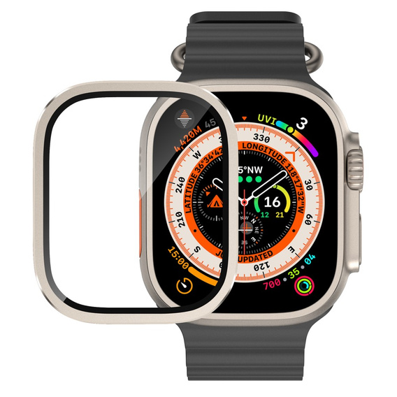 Szkło Hartowane z Ramką do Apple Watch Ultra 1/2/3 49mm, Tytanowe