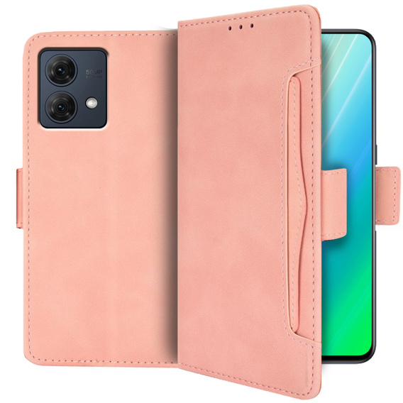 Etui z klapką do Motorola Moto G84 5G, Card Slot, różowe