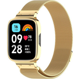 Pasek Bransoleta Milanese z Etui do Xiaomi Redmi Watch 3 Active, Złote