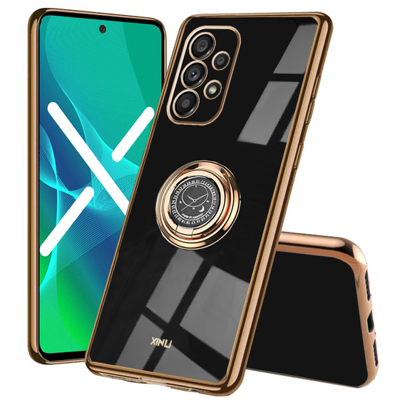 Zestaw Etui Electro Ring do Samsung Galaxy A53 5G, Czarne + Szkło