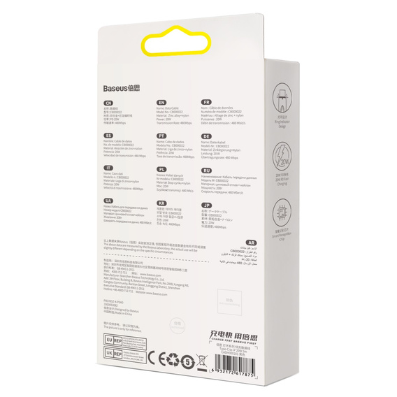 Baseus Glimmer – kabel USB‑C do Lightning 20 W 2 m - czarny
