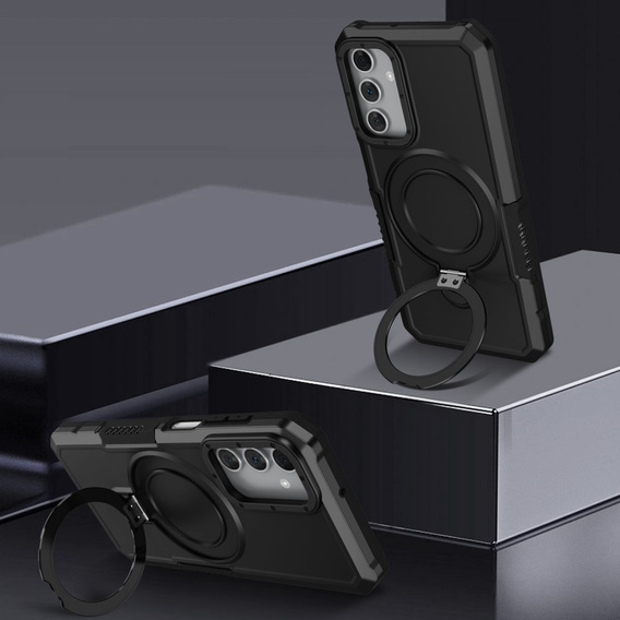 Etui do Samsung Galaxy A15 5G, Kickstand Ring, czarne + szkło 9H