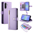 Etui z klapką do Samsung Galaxy A36 5G, Wallet Zipper Pocket, fioletowe