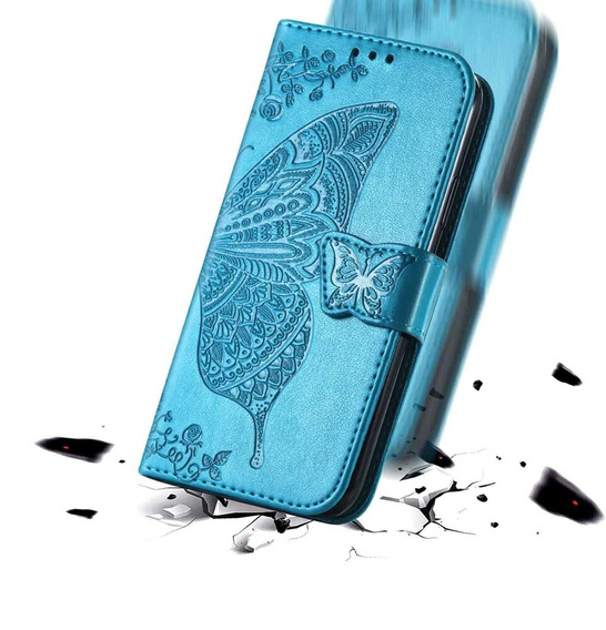 Etui z klapką do Motorola Edge 50 Pro, Butterfly, niebieskie