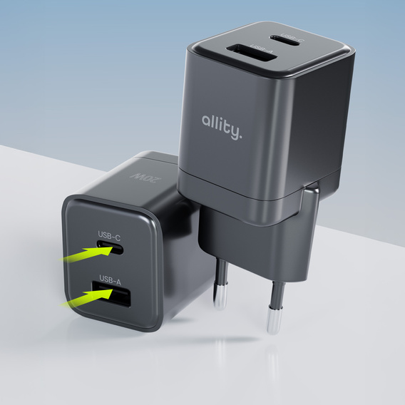 Allity ATC-01 – Ładowarka Sieciowa GaN 30W USB-C + USB-A - czarna