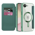 Etui z klapką do iPhone 16E, RFID Wallet MagSafe z ochroną aparatu, zielone