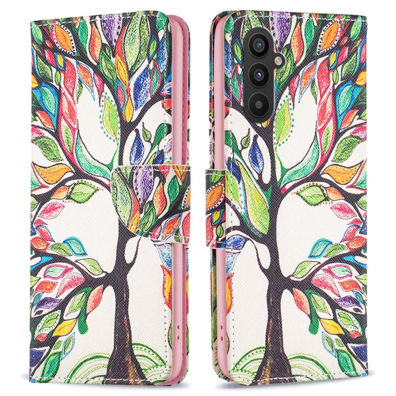 Etui z klapką do Samsung Galaxy A25 5G , Wallet, tree of life, białe + szkło 9H