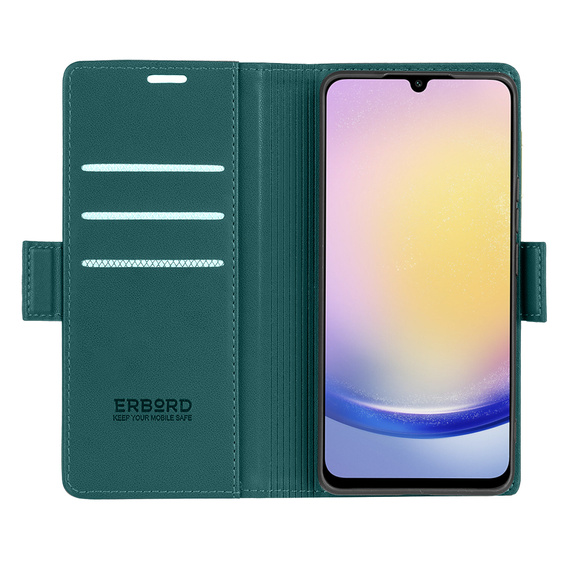 Etui do Samsung Galaxy A25 5G, ERBORD Glossy Litchi, portfel z klapką, zielone