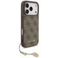 Etui GUESS do iPhone 17 Pro, 4G Charms Collection Hardcase, do MagSafe, brązowe