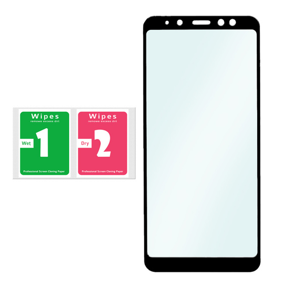 Szkło Hartowane do Samsung Galaxy A8 Plus 2018, z czarną ramką