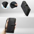 Etui CASEME do Samsung Galaxy A56 5G, Leather Wallet Cash and Card Slots, z paskiem, czarne