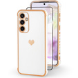 Etui do Samsung Galaxy A55 5G, Electro heart, białe + Szkło Full Glue Ceramic