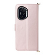 Etui z klapką do Honor 400 5G, Crossbody Leather Wallet, różowe