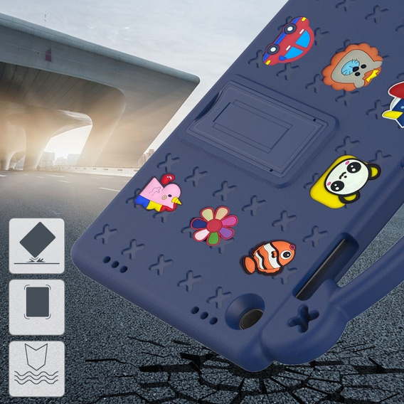 Etui do Samsung Galaxy Tab A11 Plus / A9 Plus, Cute Patterns, z podstawką, Granatowe