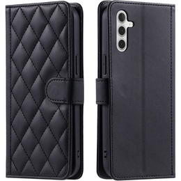 Etui z klapką do Samsung Galaxy A16 / A16 5G, Rhombus Crossbody Leather, czarne