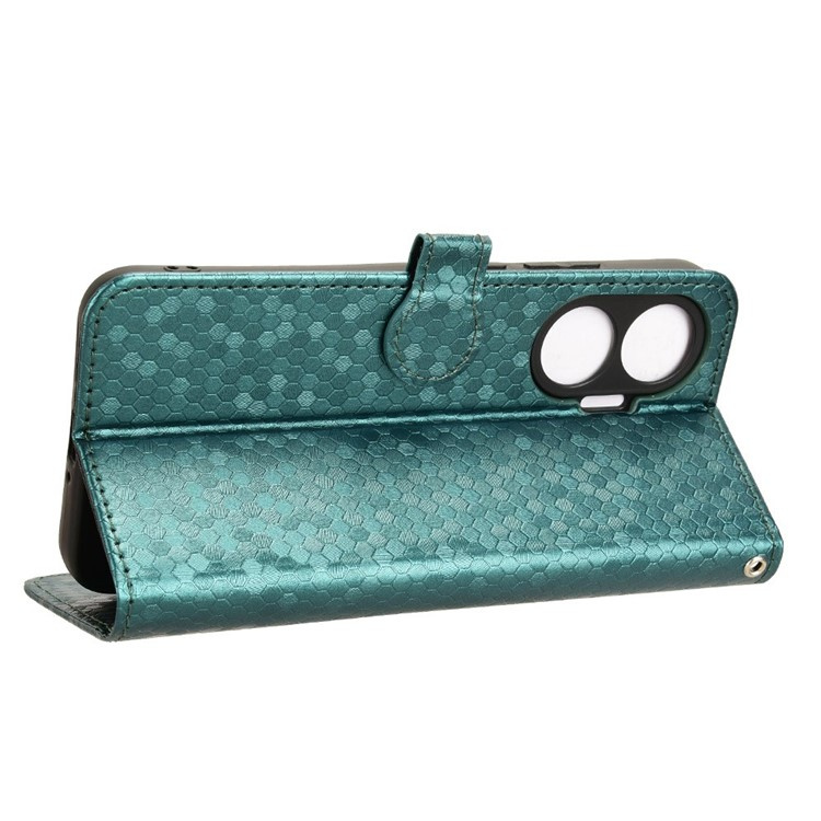 Etui Wallet Rhombus zielone do Xiaomi Poco F7 z kieszonkami na karty