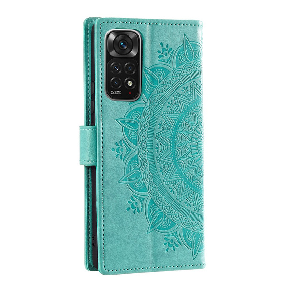 Zestaw Etui z klapką do Xiaomi Redmi Note 11/11S, Mandala, Zielone + szkło