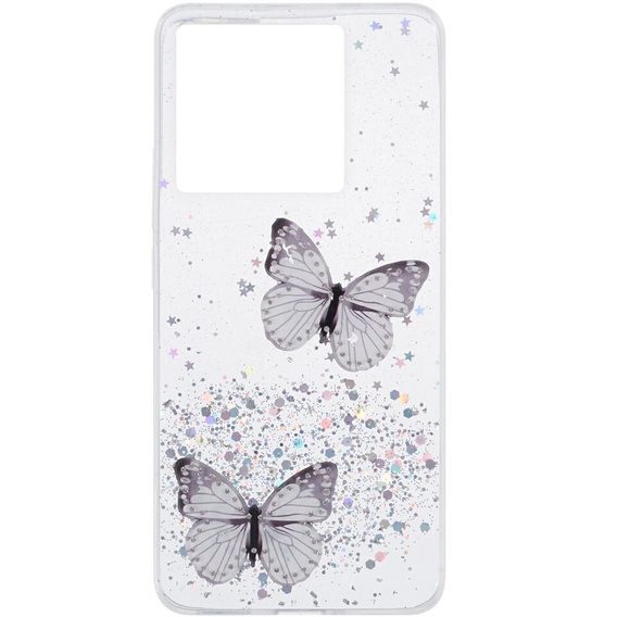 Etui do Xiaomi 13T / 13T Pro, Glitter Butterfly, białe