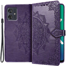 Etui z klapką do Motorola Moto G54 5G, Mandala, fioletowe