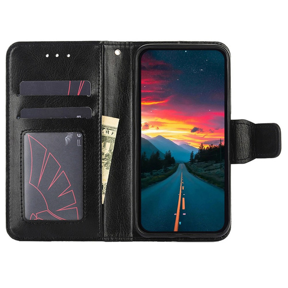 Etui z klapką do TCL 305i, PU Leather Wallet Case, czarne