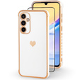 Etui do Samsung Galaxy A15 4G / 5G, Electro heart, białe + Szkło Full Glue Ceramic