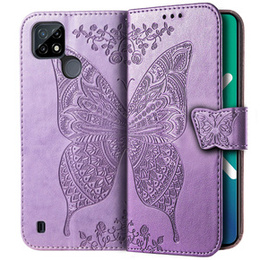 Etui z klapką do Realme C21Y / C25Y, Butterfly, fioletowe