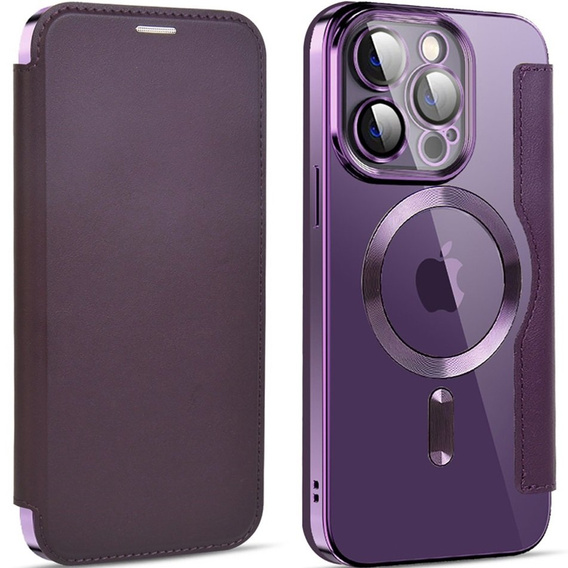 Etui z klapką do iPhone 13 Pro, RFID Wallet MagSafe z ochroną aparatu, fioletowe